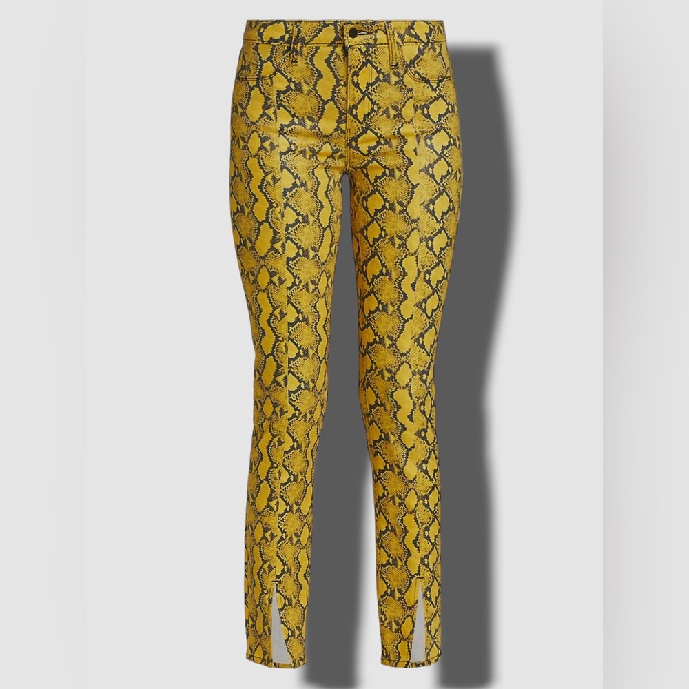 L'AGENCE Jyothi Coated Jean in Yellow/Gold Multi Palma Snake Size 25 NEW